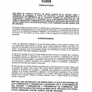 convocatoria ayuntamientos Proceso Interno Nueva Alianza Tlax (1) convocatoria ayuntamientos Proceso Interno Nueva Alianza Tlax (1)