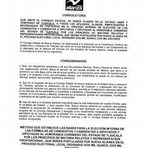 convocatoria diputaciones Proceso Interno Nueva Alianza Tlax (1) convocatoria diputaciones Proceso Interno Nueva Alianza Tlax (1)